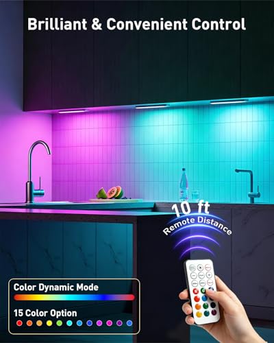 Image of Under Cabinet Lighting Wireless, RGB Motion Sensor Light Indoor, 4 Pack