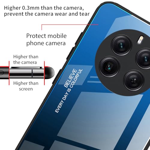 Dedux Coque pour Realme 12 Pro Plus 5G / Realme 12 Pro+ 5G, Etui Dégradé de Couleur Verre Trempé Back Coque + Souple Silicone TPU Case Cover Protection Antichoc Housse (Bleu/Noir)