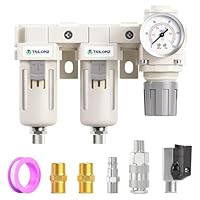 TAILONZ PNEUMATIC 1/2 Zoll BSP 3 in 1 Luftfilter Druckregler Combo Piggyback, Air Tool Compressor Filter mit Manometer AF4000+AF4000+AR4000