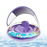Flotador para niños con techo – Juguete hinchable ajustable con capucha desmontable – Flotadores de natación para niños – para playa, lago, río, agua, verano, fiestas, juegos de muelle interior