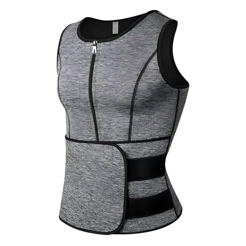 Chaleco de Sudación para Hombre de Neopreno para Adelgazamiento Cinturón de Sudación Fitness Sports Camiseta de Tirantes, gris, S