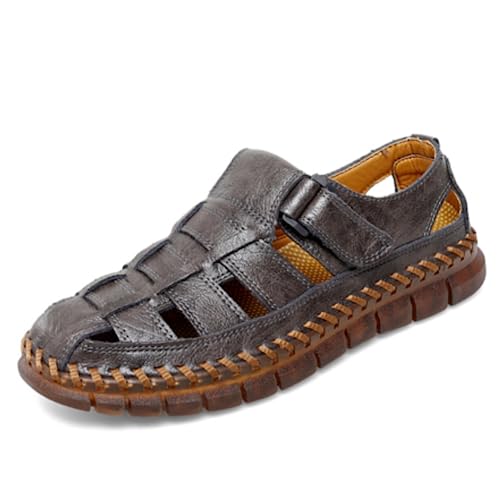 UIKGITP Mens Sandals Sandalias de Hombre Mens Casual Leather Sandals Fisherman Beach Sandals Hiking Water Shoes Closed Toe Outdoor Size 10