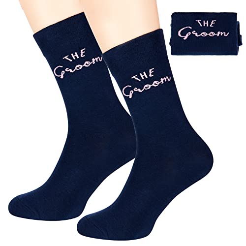 SATINIOR Marineblaue Hochzeit Groom Socken Baumwolle Socken mit Spruch...