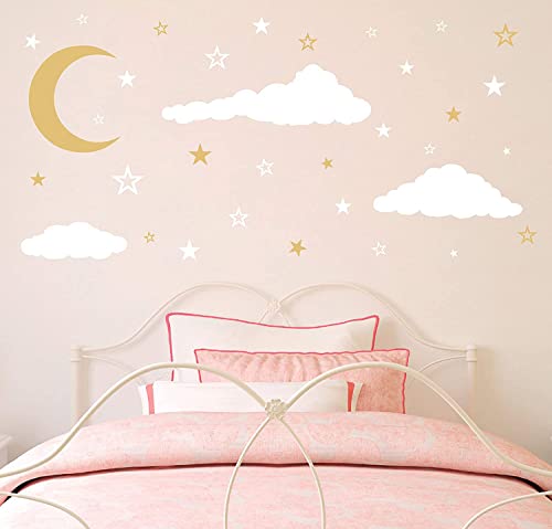 Vinilos decorativos de luna, estrellas y nubes para pared miniatura 4