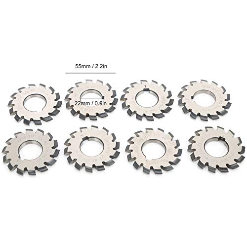 Image of Involute Gear Milling Cutter, 8Pcs Involute Gear Milling Cutter Set, High Speed Steel Cutting Tools 14.5 55mm 22mm for, involute gear cutters involute gear cutters 8pcs gear cutter