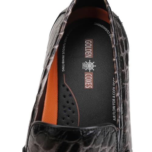 Image of Premium Dress Shoes for Men, Classic Alligator Printed Business Leather Dress Slip on Loafer Shoes for Mens