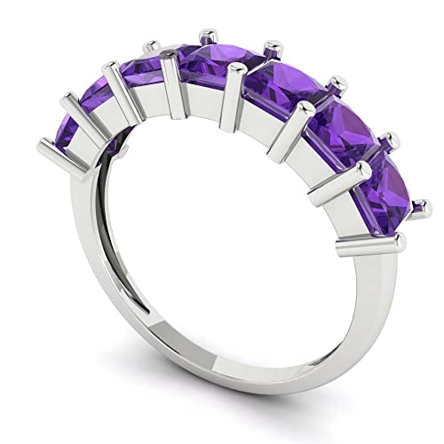 Clara Pucci 1.75 tcw Eternity Wedding Band for Women - 3.5mm Princess Cut Amethyst Birthstone Gold Ring - 14K White Gold Stacking Bridal Wedding Ring for her2