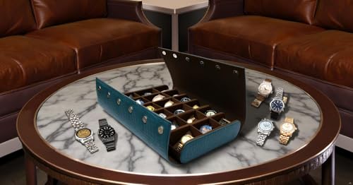 Image of essart 18-Slot Watch Roll Case - Premium Travel Organizer for Watch Collectors, PU Leather Luxury Storage, Portable & Scratch-Resistant
