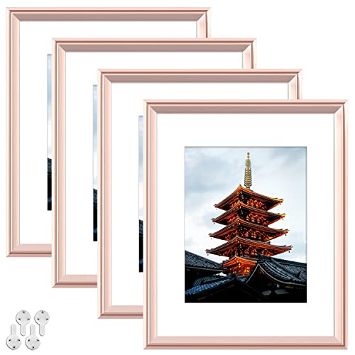Wuirccx 16X20 Picture Frames High Definition Glass Rose Gold, Set Of 4 Display Pictures 11X14 With Mat Or 16X20 Without Mat,With Shatter Resistant Glass Photo Frame,Vertical Formats For Wall #TOP4