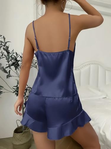 Image of Satin Flare Sexy Pajama Set,Silk Night Dress for Women, Babydoll Set for Honeymoon