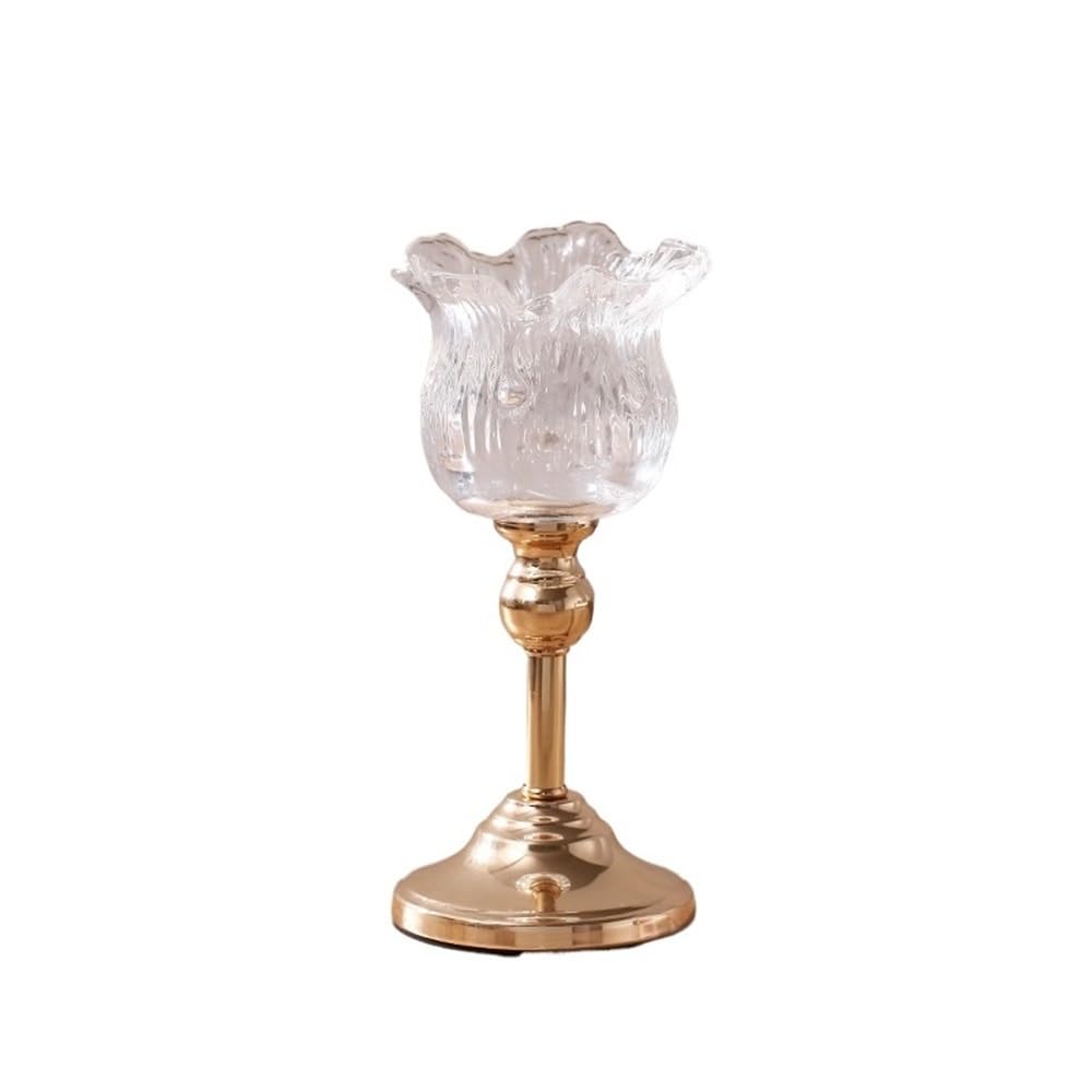 Candlestick Holder Decorative European Crystal Glass Tall Candle Holder Candlelight Dinner Table Decoration Home Furnishings for Party(Large)