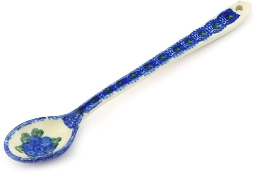 Cuchara de cerámica polaca amapolas azules de 7 pulgadas