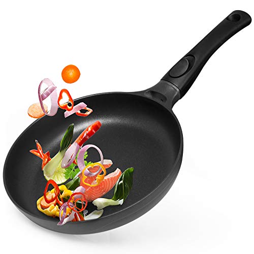 Kuyal Frying Pan with Non Stick Induction Base and Detachable Handle, Compatible with Gas & Electric Hobs 24cm Cast Aluminium Saute Wok 1 Gallery Image