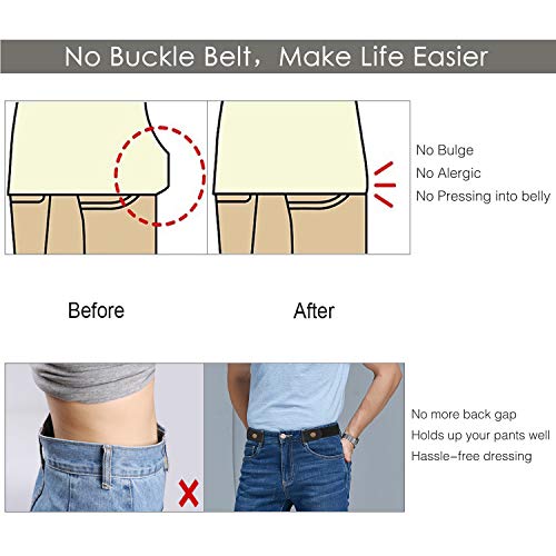 Image of No Buckle Belt for Men Black Stretch Adjustable Invisible Belts for Jeans Pants