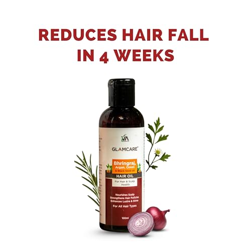 Image of Bhringraj Argan Onion & Black Seed Hair Oil for Hair Growth | Nourishes Scalp & Reduces Hair Fall | Vegan friendly | For Men & Women | 100 ml