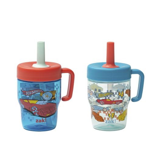 Image of Zak Designs Hot Wheels Capri 10oz Leak-Proof Toddler Straw Cups, 2-Pack