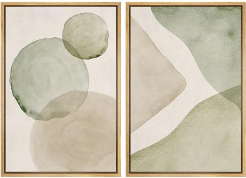 MUDECOR Framed Canvas Print Wall Art Dynamic White Brushstroke Abstract Illustrations Modern Art Decorative Bohemian Colorful Chic for Living Room, Bedroom, Office - 16"x24"x2 Natural