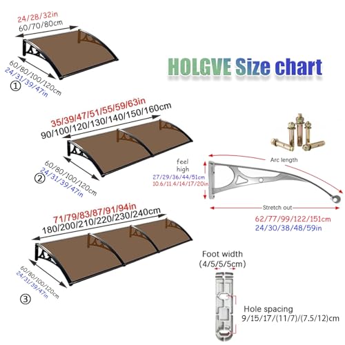 Auvent de porte polycarbonate gris marquise extérieure anti UV pluie