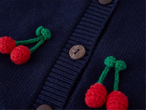 Kids Girls Boys Cardigan Cherry Strawberry Embroidery Sweater Button Knit Cardigan Sweaters Jacket Tops2