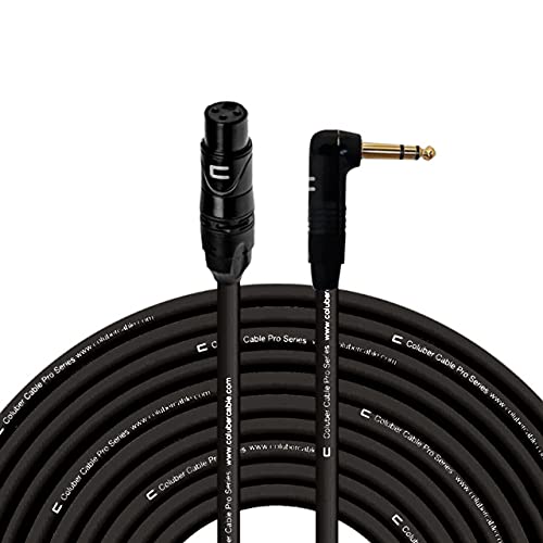 Balanced XLR Cable Female to Right Angle 1/4" TRS - 100 Feet Black - Pro 3-Pin Microphone Connector for Powered Speakers, Audio Interface or Mixer for Live Performance & Recording