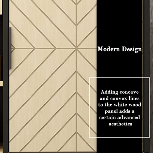 Famapy Buffet Cabinet With Storage, Farmhouse Sideboard Cabinet Serving Bar Cabinet With Drawer & Doors, Sideboards And Buffets With Storage, Beige And Black (55.1”W X 15.7”D X 30.9”H) #TOP3