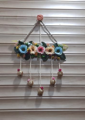 TIZIL HANDICRAFTS Presents the beautiful handmade wall hanging made with beautiful artificial flowers American Decor, Boho Nursery Decor, Mantle Decor Hangings for Decoration| Floral Wall Hangings