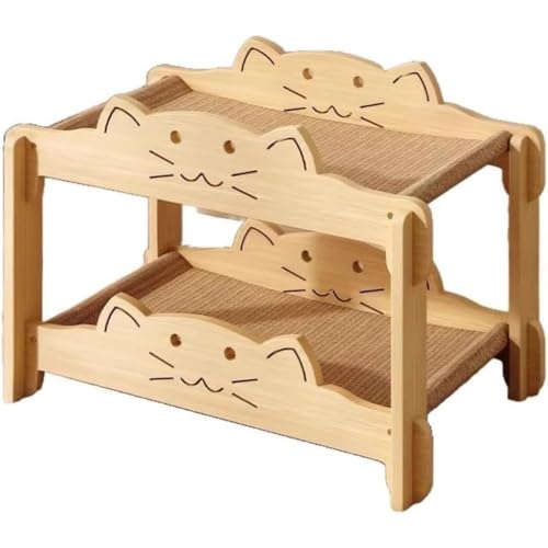 DancJulie 猫用爪とぎボードベッド ラウンジ 二段ベッド 大型 通気性 夏用 猫用爪とぎ 爪とぎ器 木製 一体型 二段式猫用ハンモック 猫用ベッド ペット 猫用ハウス コンドーム 睡眠 休息 日光浴 (大きい)