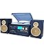 Boytone BT-28SPG 3-Speed Bluetooth Turntable System, Front Loading CD/MP3/Cassette Player, AM/FM Stereo Radio, Aux, SD Slot, USB, Headphone Jack, Wooden Speakers, 110/220 Volt (Gold Limited Edition)