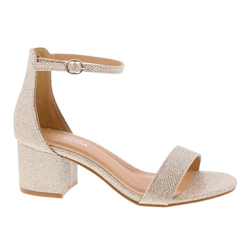Image of TOP Moda Darcie-1 Ankle Strap Dressy High Heel Sandal, Non-slip Sole, For Wedding, Party, Prom, Evening Wear, or Any Occasion, Sleek Style Block Heel Sandals