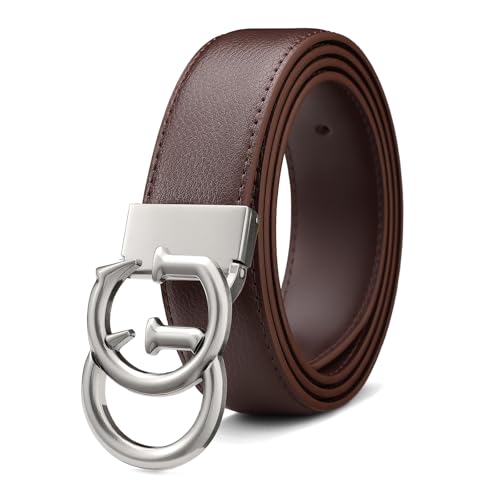 Image of Mens Microfiber Synthetic Leather Belt for Men - Adjustable Strap with Gold Buckle, Belt for Business & Casual