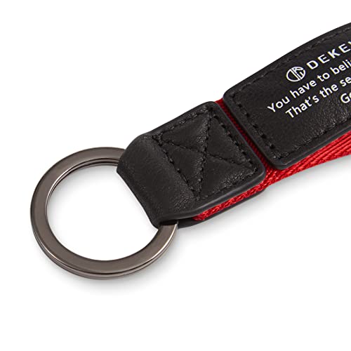 Dekewei Genuine Leather Car Keychain Nylon Motorcycle Keychain,Universal Key Chain For Men And Women, With Anti-Lost D-Ring (Red) #TOP2