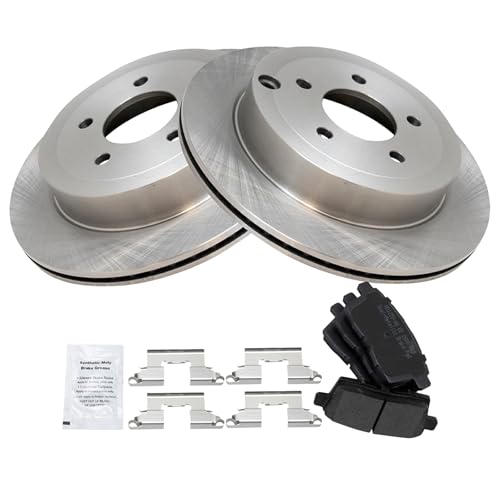 Image of TRQ Rear Brake Pad and Rotor Set Semi Metallic Vented Rotors | For 2007-2010 Ford Edge 2007-2010 Lincoln MKX