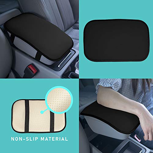 Image of FH Group Neosupreme Black Flat Pattern Center Console Pad - Water-Resistant Armrest Cover Protector for Cars, SUVs & Trucks