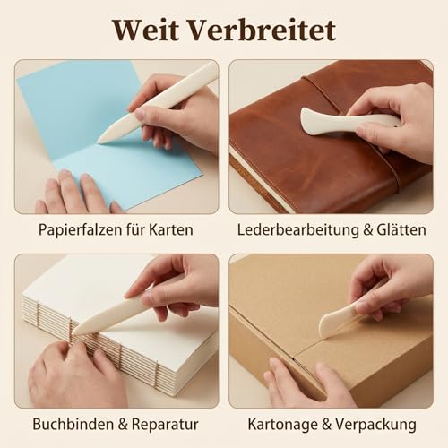 YQOPDEBD Falzbein Set 22-teilig, Buchbinder Set mit Falzbrett und Werkzeugen, Falzbein für Papier und Buchbinden, Papier Prägen Werkzeug für Scrapbooking, Lederarbeiten, DIY Projekte und Basteln