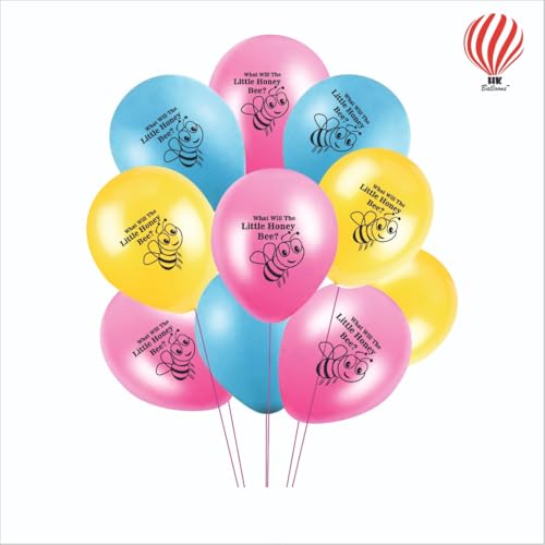 Image of HK Balloons 50Pcs Little Honey Bee Printed Balloons Decoration Item For Birthday Supplies, Baby Shower Decor Latex Balloons