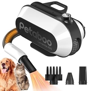 Dog Dryer Super Quiet 40 dB Blow Dryer PetGrooming Hochgeschwindigkeitskraft Blower mit 3 einstellbaren Düsen Geschwindigkeit und Temperatur für Hunde zum Grooming