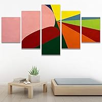 SIGNWIN 5 Panel Canvas Wall Art Modern Art Abstract Closeup Geometric Lights Mixed Media Modern Multicolor for Home Decorations Ready to Hang - 60