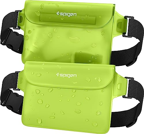 Spigen Aqua Shield Bolsa Impermeable [2 Piezas], Riñonera Estanca con Cintura Ajustable para Playa, Piscina, Natación, Kayak, Pesca, Senderismo, etc   Cactus Verde