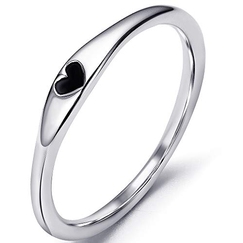 Stainless Steel Heart Shape Classical Wedding Band Stackable Ring