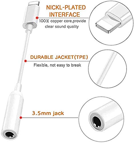 iPhone Headphone Adapter (3 Pack),Compatible with iPhone 7/7Plus /8/8Plus /X/Xs/Xs Max/XR Adapter Headphone Jack, 3.5 mm Headphone Adapter Jack