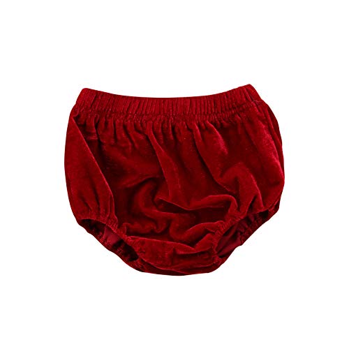 Infant Baby Underwear Kids Velvet Bottoms Shorts Toddler Solid Color Bloomers Diaper Cover Panties PP Pants (Red, 6-12m)