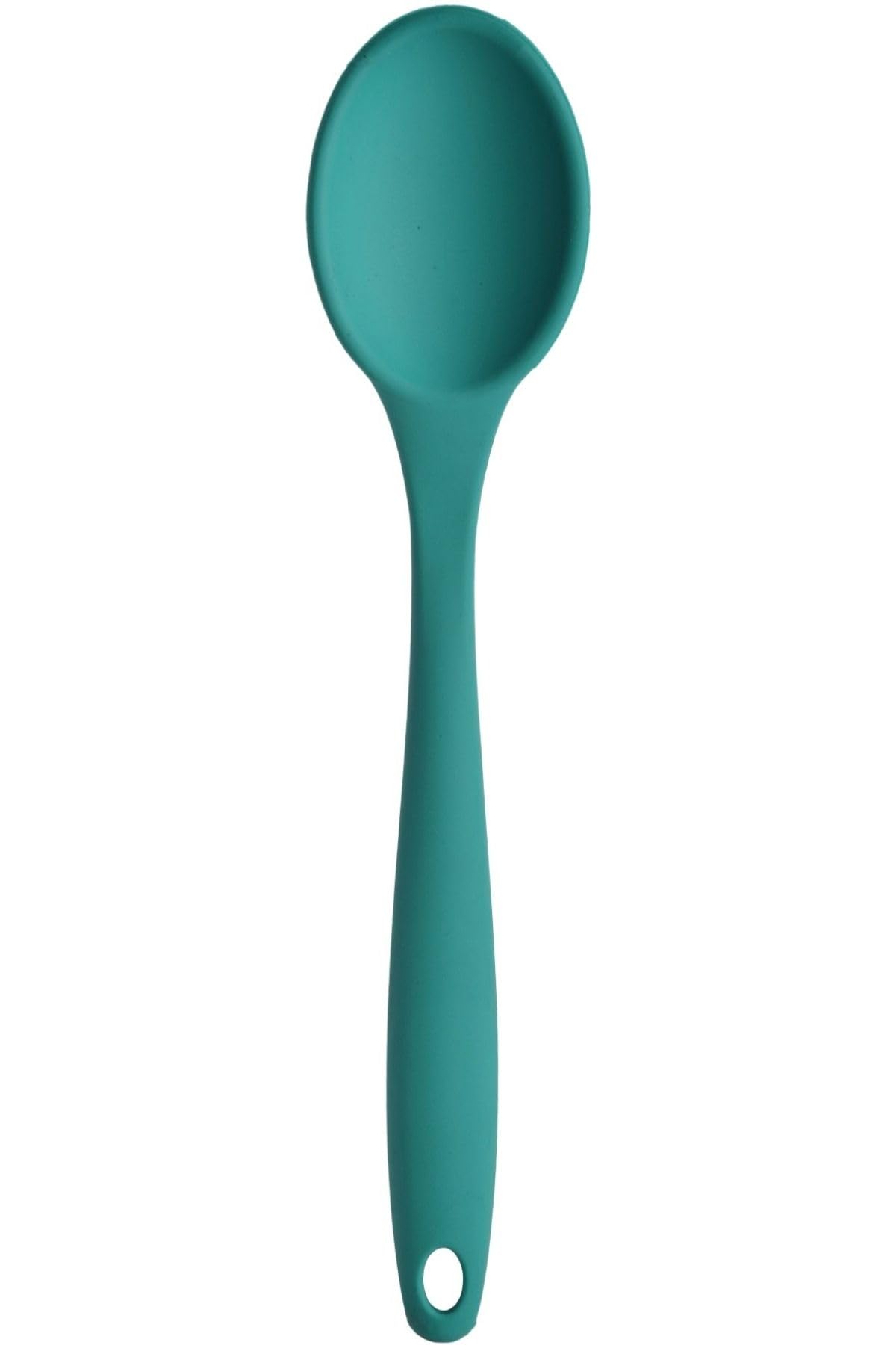 Silikon Büyük Boy Kaşık Seti, Yanmaz Yapışmaz, Çok Renkli - Mavi, Sarı, Yeşil, Kırmızı, Antrasit, Mor - 27 CM, 6 Adet Set, BPA Free