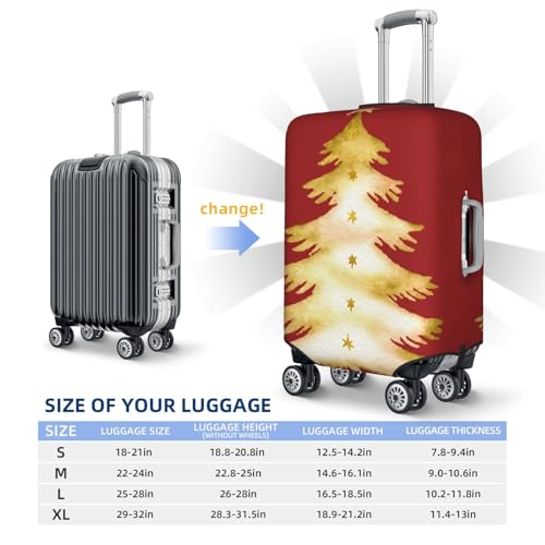 Gold And White Christmas Tree Elastic Travel Luggage Covers Dustproof Scratch-Resistant Suitcase Protector Fit 22-24 Inch4
