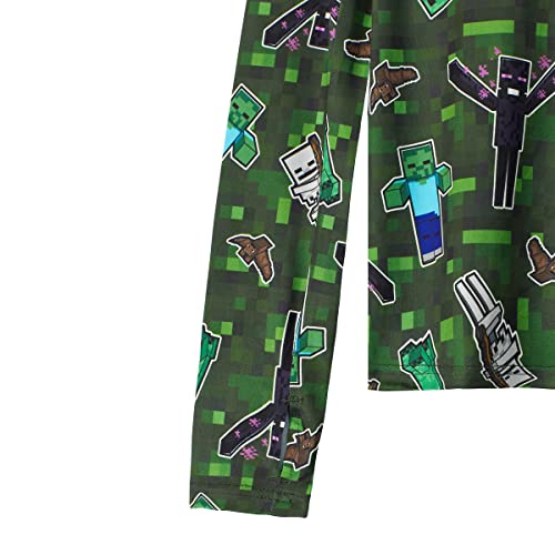 Minecraft Boys Thermal Underwear Set For Kids 2 Piece Base Layer Shirt And Long John Leggings For Kids Pajamas Black-Green #TOP4