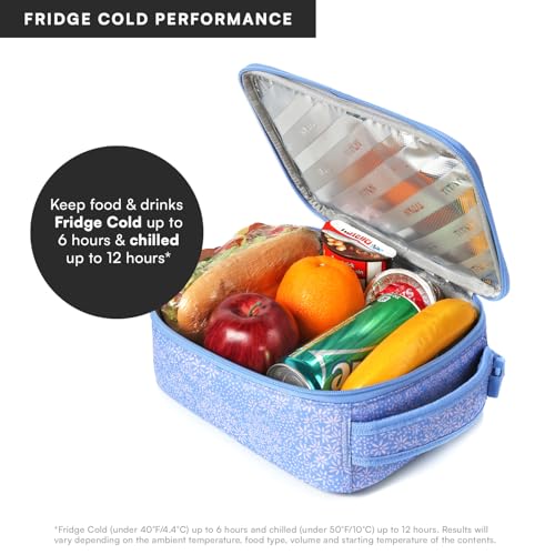 Image of Titan by Arctic Zone Fridge Cold Lunch Box, 2 Ice Packs, Blooming Daisies | Fridge cold insulated cooler bag with leak proof lining for men and women, includes 2 gel ice packs