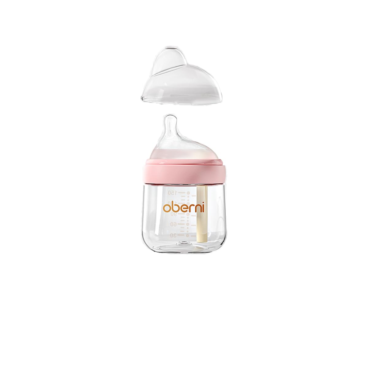 Glass Baby Bottles,Anti Colic Breastfeeding Bottles with Natural Response Nipples,Wide Neck Baby Bottle for Babies,Newborn 0-6 Months, BPA Free-Off-Centered Nipple-Size S(5 Ounce, Pink, 1 Pack)