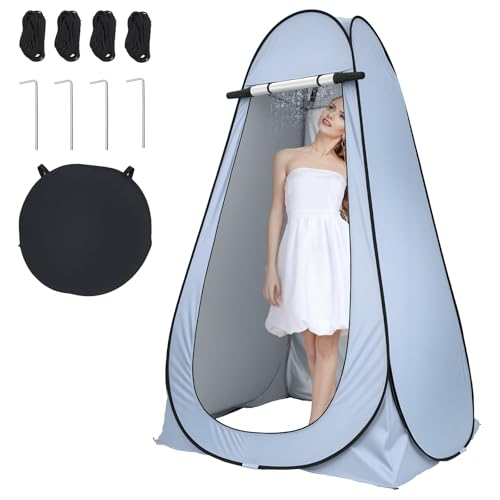 Pop-Up Toilettenzelt – Schwarzes Duschzelt mit UV-Schutz, wasserdichtem Polyester, Fenster & Tragetasche – Ideal für Camping, Strand & Outdoor-Aktivitäten (Grau)