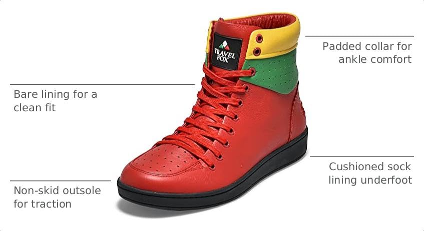 Image of TRAVEL FOX Unisex 900 Nappa Leather Round Toe Lace-Up High-Top Sneakers