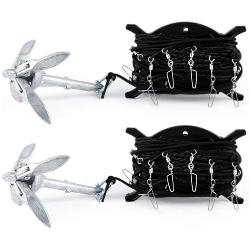 Otoolling 2 Pack Jerk Rig for Duck Decoys Motion Decoy Device Each Set Include 6 Drops, 90ft Nylon Cord, 5ft Bungee and Anchors for Waterfowl Hunting