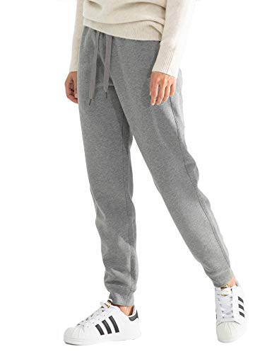 AJISAI Women's Light Fleece Joggers Cotton Warm Sweatpants Lounge Wear Pants Grey L